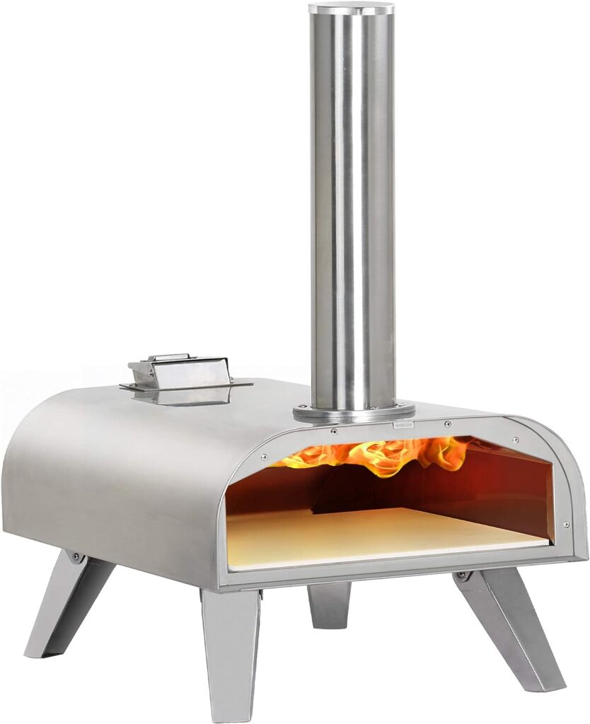 BIG HORN OUTDOORS Pizza Ovens Wood Pellet Pizza Oven Wood Fired Pizza Maker Portable Stainless Steel Pizza Grill