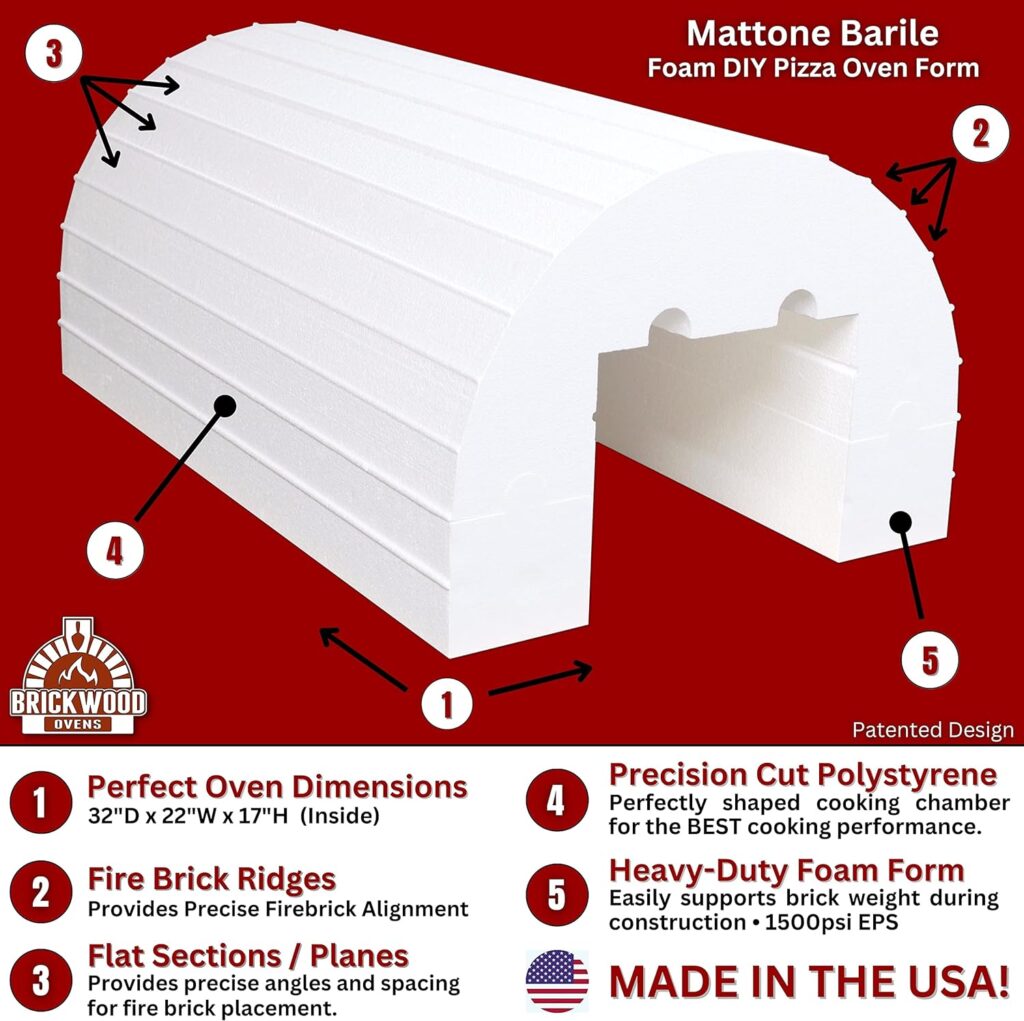 Outdoor Pizza Oven Kit • DIY Pizza Oven – The Mattone Barile Foam Form (Medium Size) provides the PERFECT shape/size for building a money-saving homemade Pizza Oven with locally sourced Firebrick.